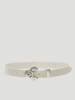 Adaria White Leather Wide Belt