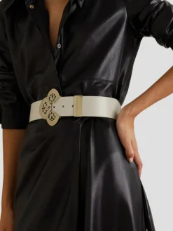 Adaria White Leather Wide Belt
