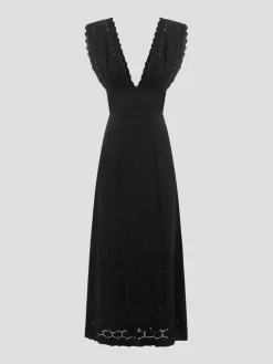 Amelia Embroidered V-Neck Cotton Maxi Dress