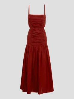 Aurelia Ruched Square-Neck Dress
