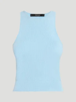 Avery Racer Tank in Light Blue