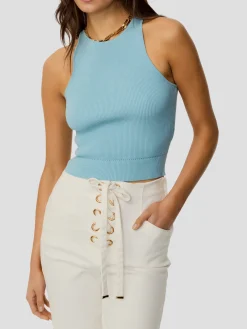 Avery Racer Tank in Light Blue