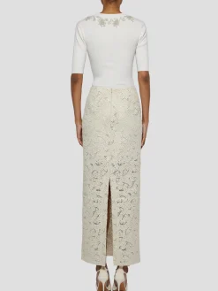 Back Slit Maxi Pencil Skirt in Ivory