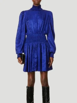 Balmain Shirred Leopard-Print Silk-Satin Jacquard Mini Dress