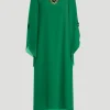 Beaded Neck Caftan in Emerald