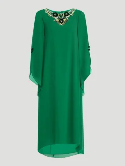 Beaded Neck Caftan in Emerald