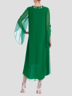 Beaded Neck Caftan in Emerald