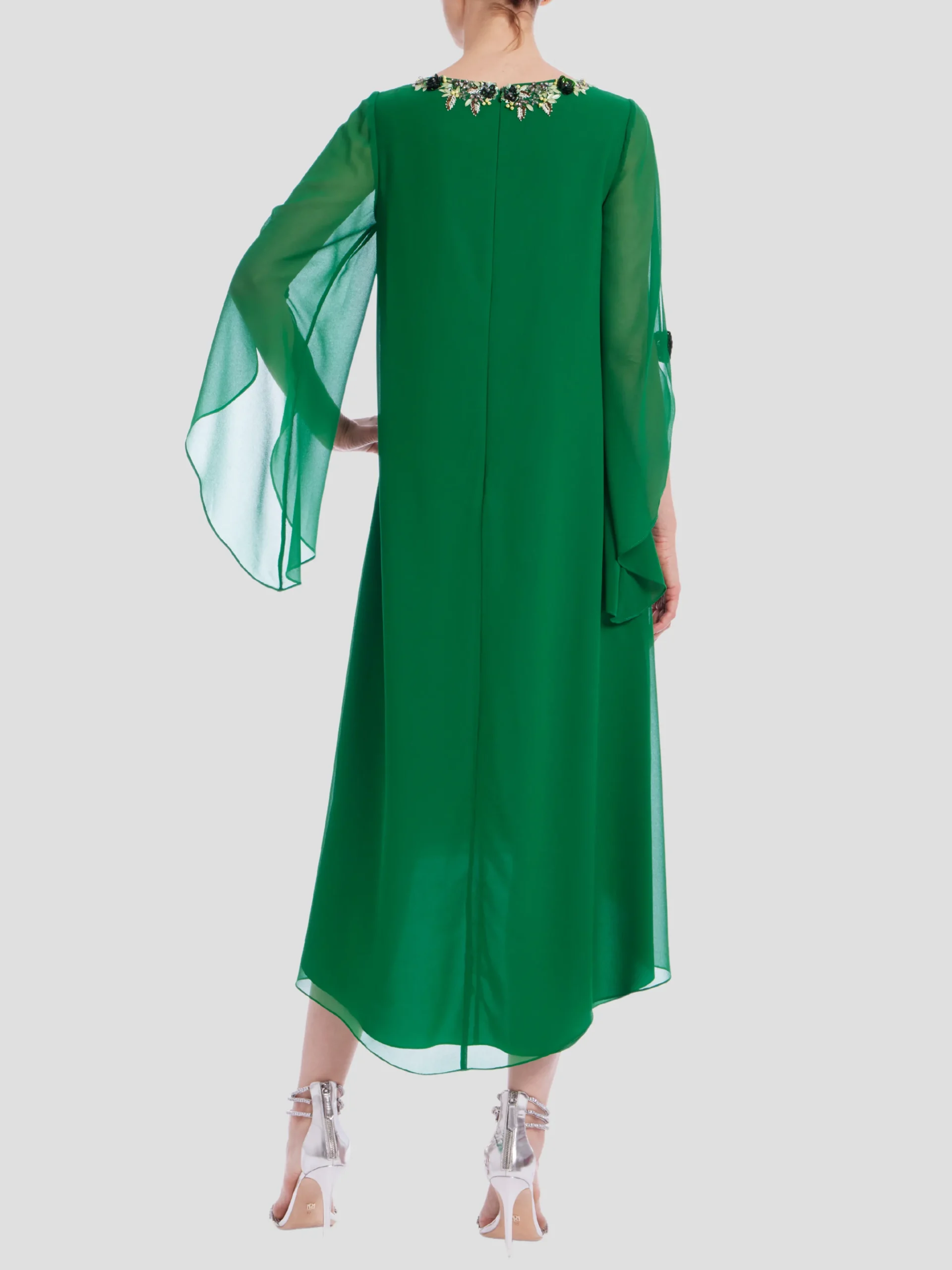 Beaded Neck Caftan in Emerald