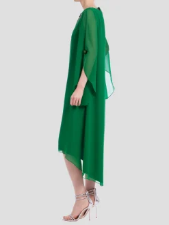 Beaded Neck Caftan in Emerald