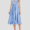 Beau Sleeveless Belted Midi Dress in Blue