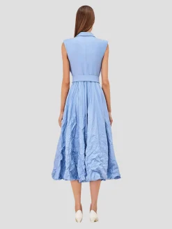 Beau Sleeveless Belted Midi Dress in Blue