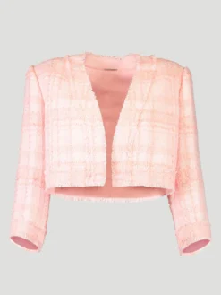 Benning Crop Tweed Jacket in Pink