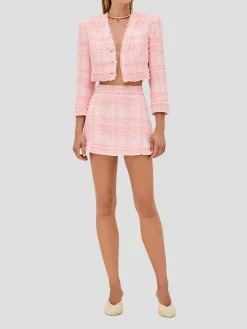 Benning Crop Tweed Jacket in Pink