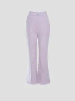 Beverly Cropped-Flared Tweed Pants in Lavender