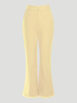 Beverly Cropped-Flared Tweed Pants in Yellow