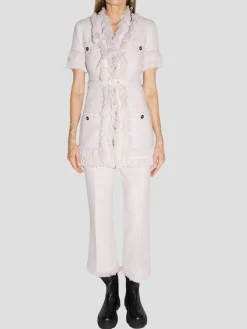 Beverly Cropped-Flared Tweed Pants in Lavender