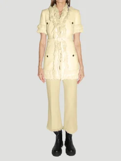Beverly Cropped-Flared Tweed Pants in Yellow