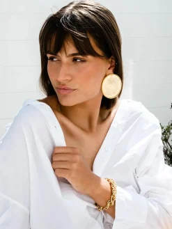 Bezel Set Shell Earrings