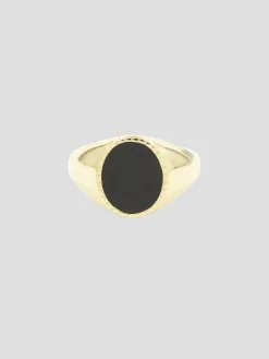 Black Onyx Textured Signet Ring
