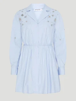 Blue Cotton Embellished Dress