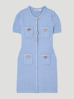 Blue Jewel Button Knit Mini Dress