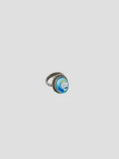 Blue Stone White Emerald Metal Ring