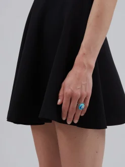 Blue Stone White Emerald Metal Ring