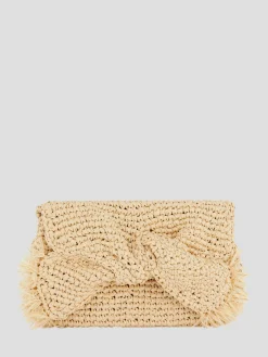 Bow Clutch in Natural Raffia