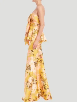 Bow Peplum Printed Gown