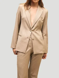 Bowie Cotton Hemp Wide-Leg Pant in Camel