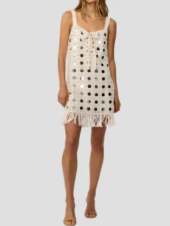 Brinkley Mirror Laced Up Fringe Dress