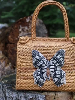 Butterfly Top Handle Box Woven Bag