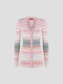 Buttoned Cardigan in Pink Light Tones