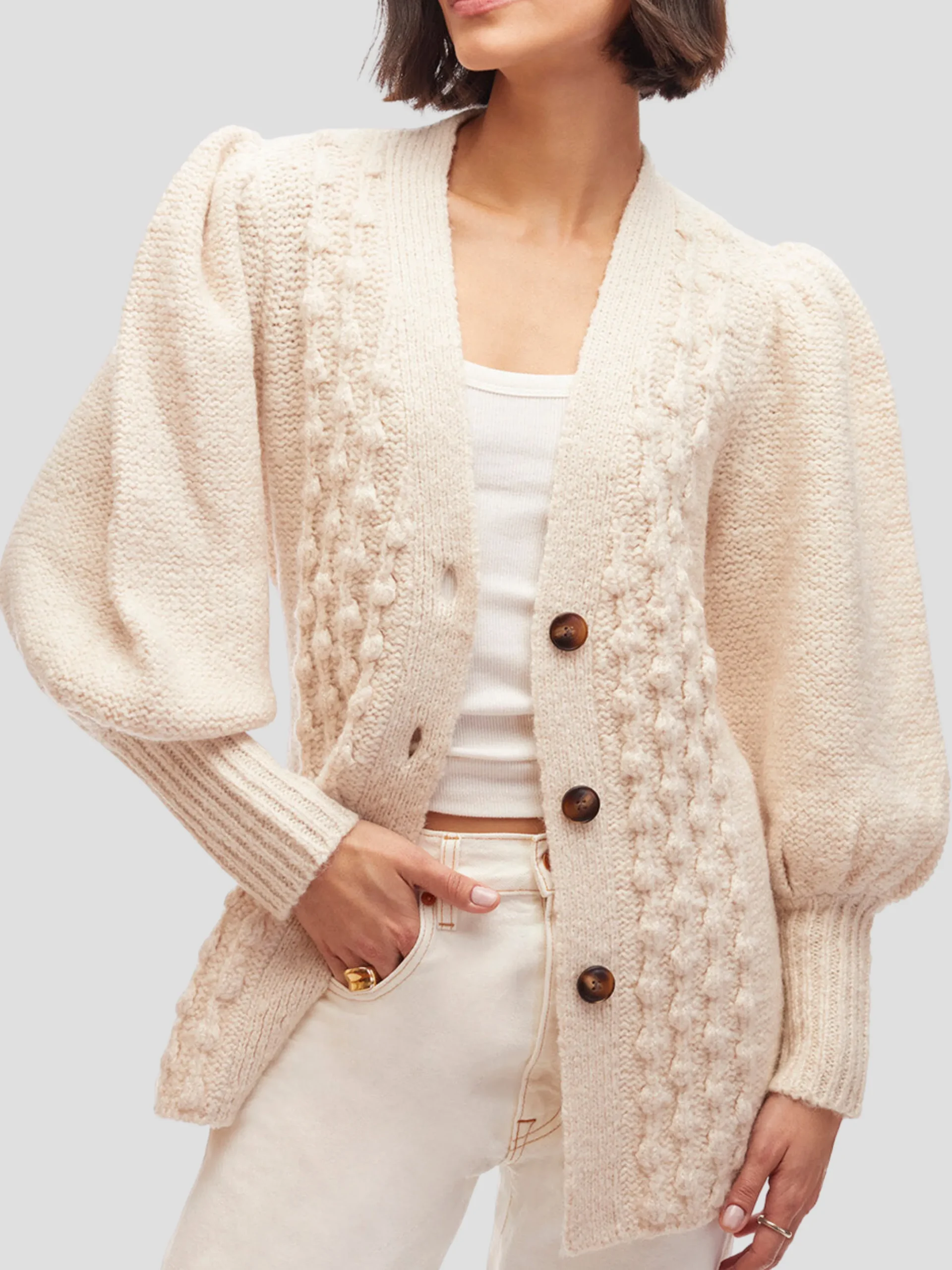 Calla Cardigan Coat in Ivory