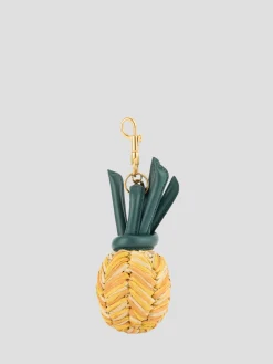 Charm Pineapple in Manilla Raffia with Satin Leather