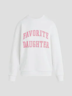 Collegiate Favorite Daughter Sweatshirt in White and Pink
