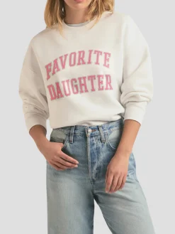 Collegiate Favorite Daughter Sweatshirt in White and Pink