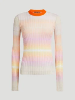 Crewneck Sweater in Orange with Contrast Collar