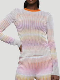 Crewneck Sweater in Orange with Contrast Collar