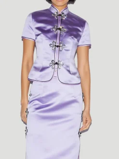 Danny Crystal-Embellished Satin Top