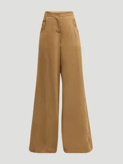 Demie Linen Wide-Leg Pant in Tan