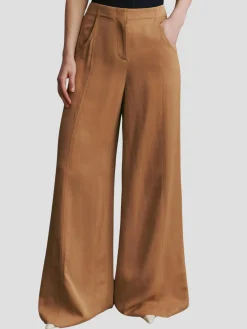 Demie Linen Wide-Leg Pant in Tan