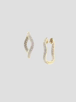 Double Diamond Pavé Wave Hoop