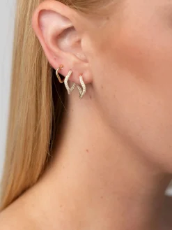 Double Diamond Pavé Wave Hoop