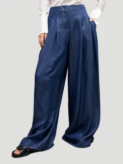 Drew Wide-Leg Tencel Pant in Indigo