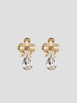 Eloise Crystal Gold Plated Bow Stud Earrings