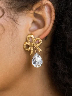 Eloise Crystal Gold Plated Bow Stud Earrings