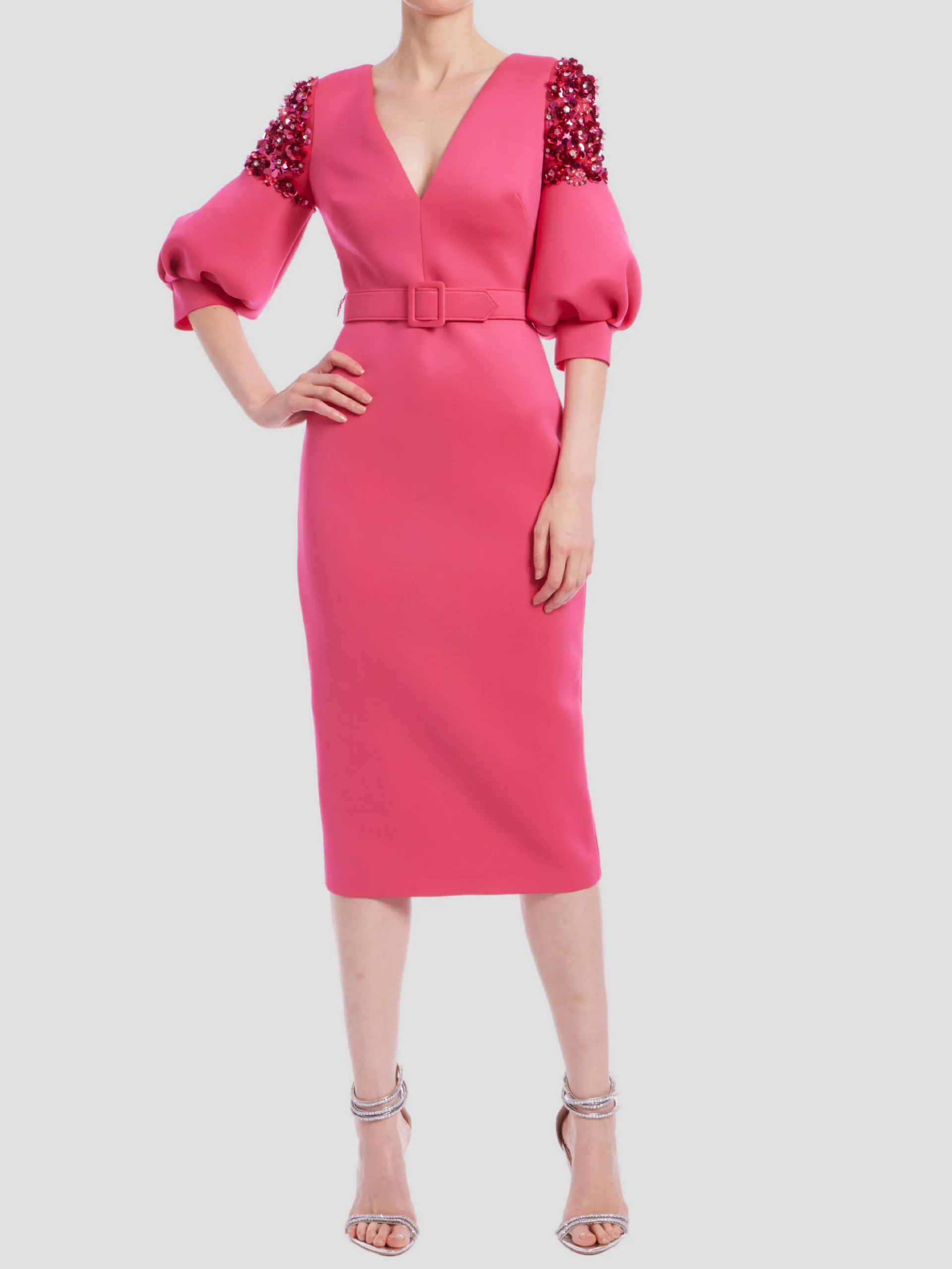 Embellished Sleeve Dress in Rose