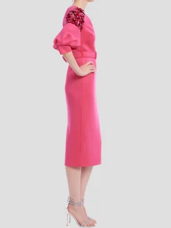 Embellished Sleeve Dress in Rose