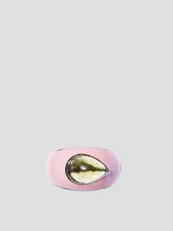 Enamel Teardrop Ring with Peridot